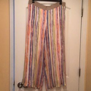 Pleated wide legs multi colored pants